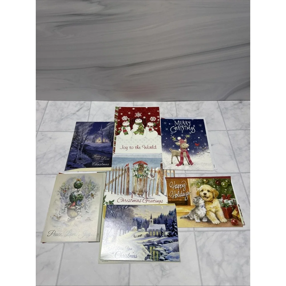 50 Assorted Christmas Holiday Greeting Cards with Messages and Envelopes New